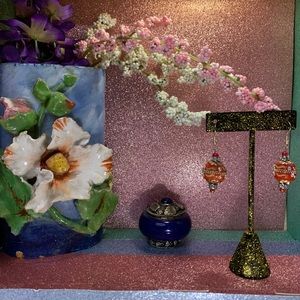 Acrylic Earrings with Rhinestones